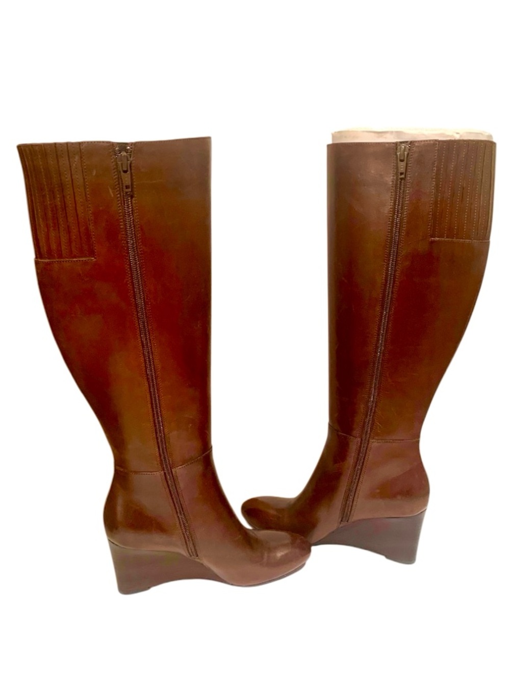 Lauren Ralph Lauren Brown Calfskin Leather Wedge Knee-High Boot - Picture 3 of 5